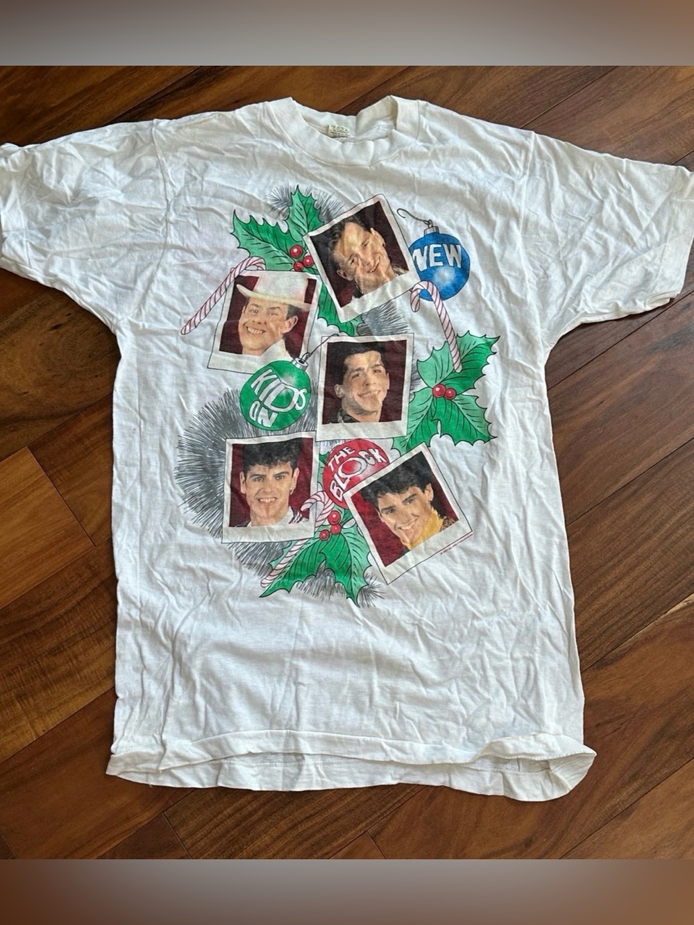 Rare Vintage 1989 New Kids on the Block NKOTB Christmas T Shirt Large Boy Band